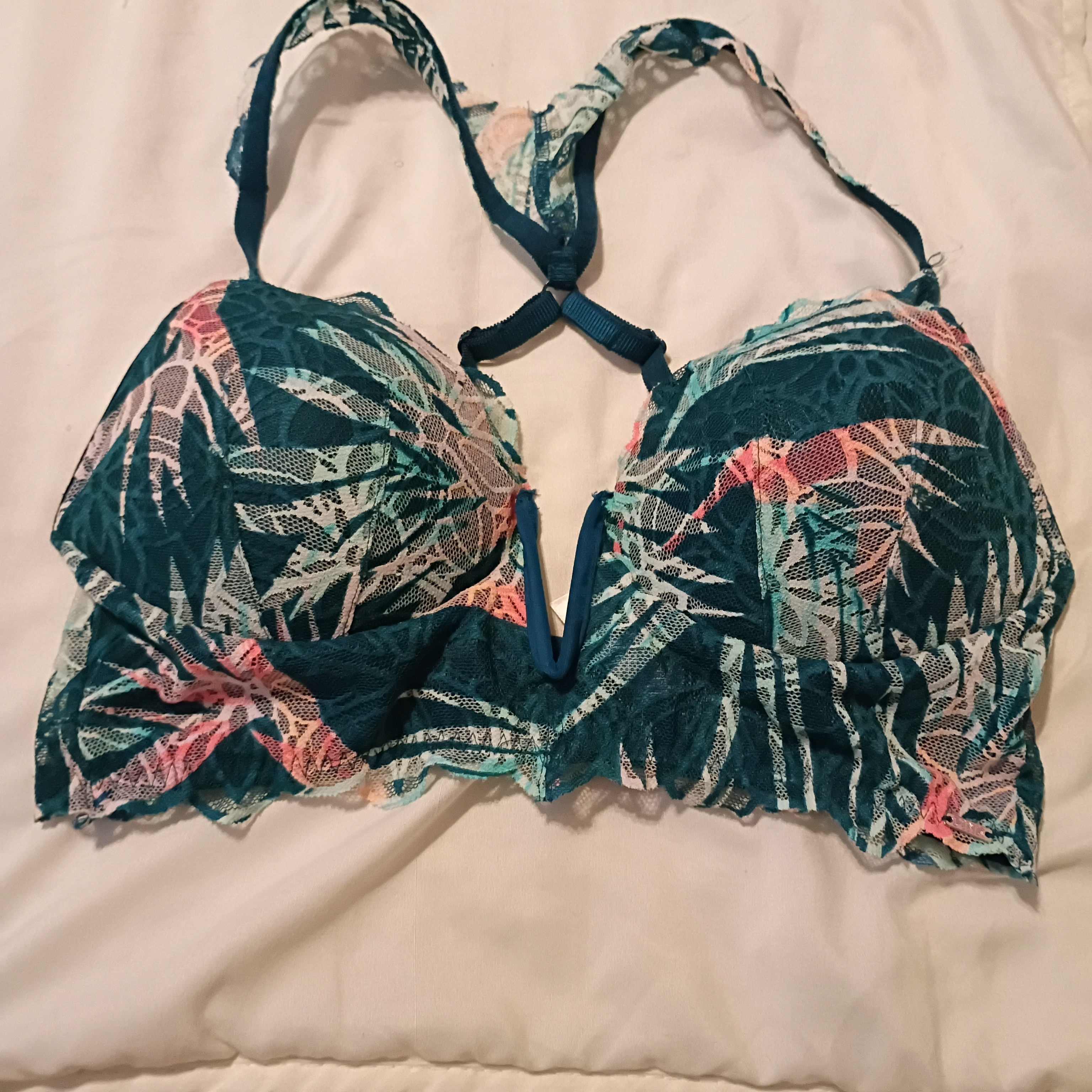 Tropical Print Lace Bra
